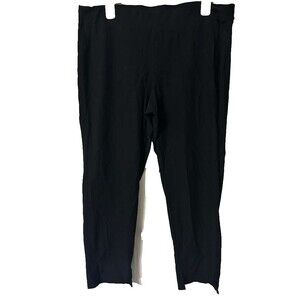 Eileen Fisher Pull On Ankle Pants Black Women Large Slim Washable Made in USA